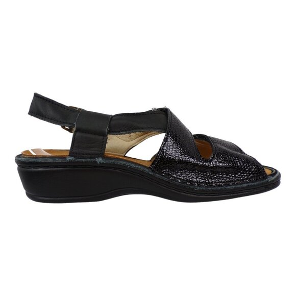 Finn Comfort Jersey Ankle Strap Black Leather Sandals Size EU38 US 7-7.5 #1243 - Picture 2 of 10